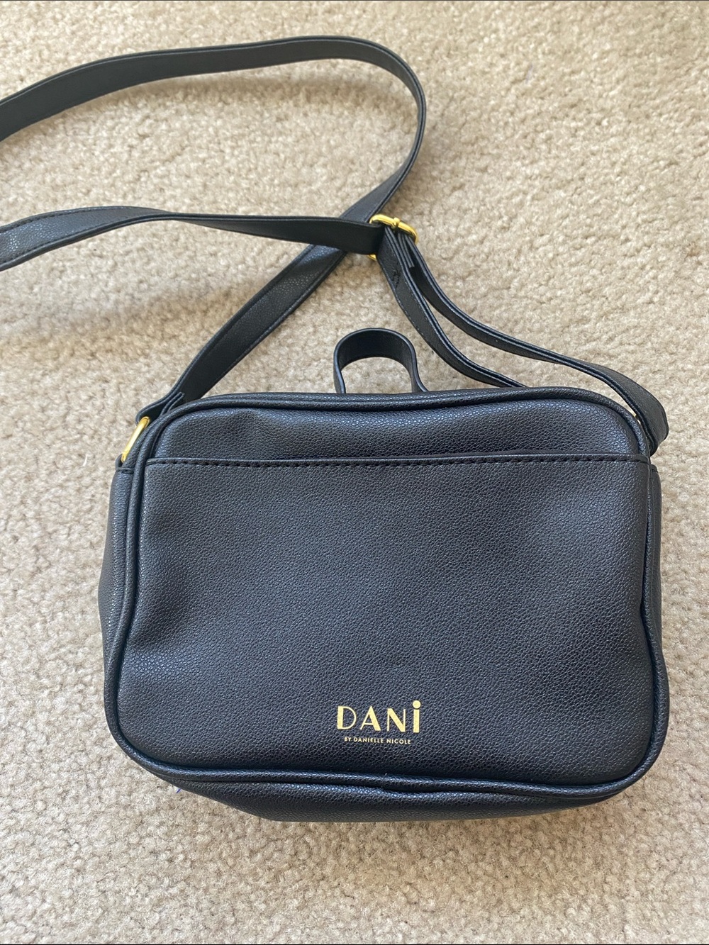 Danielle Nicole Black Crossbody with Gold Polka Dot Minnie Motif - Picture 2 of 3